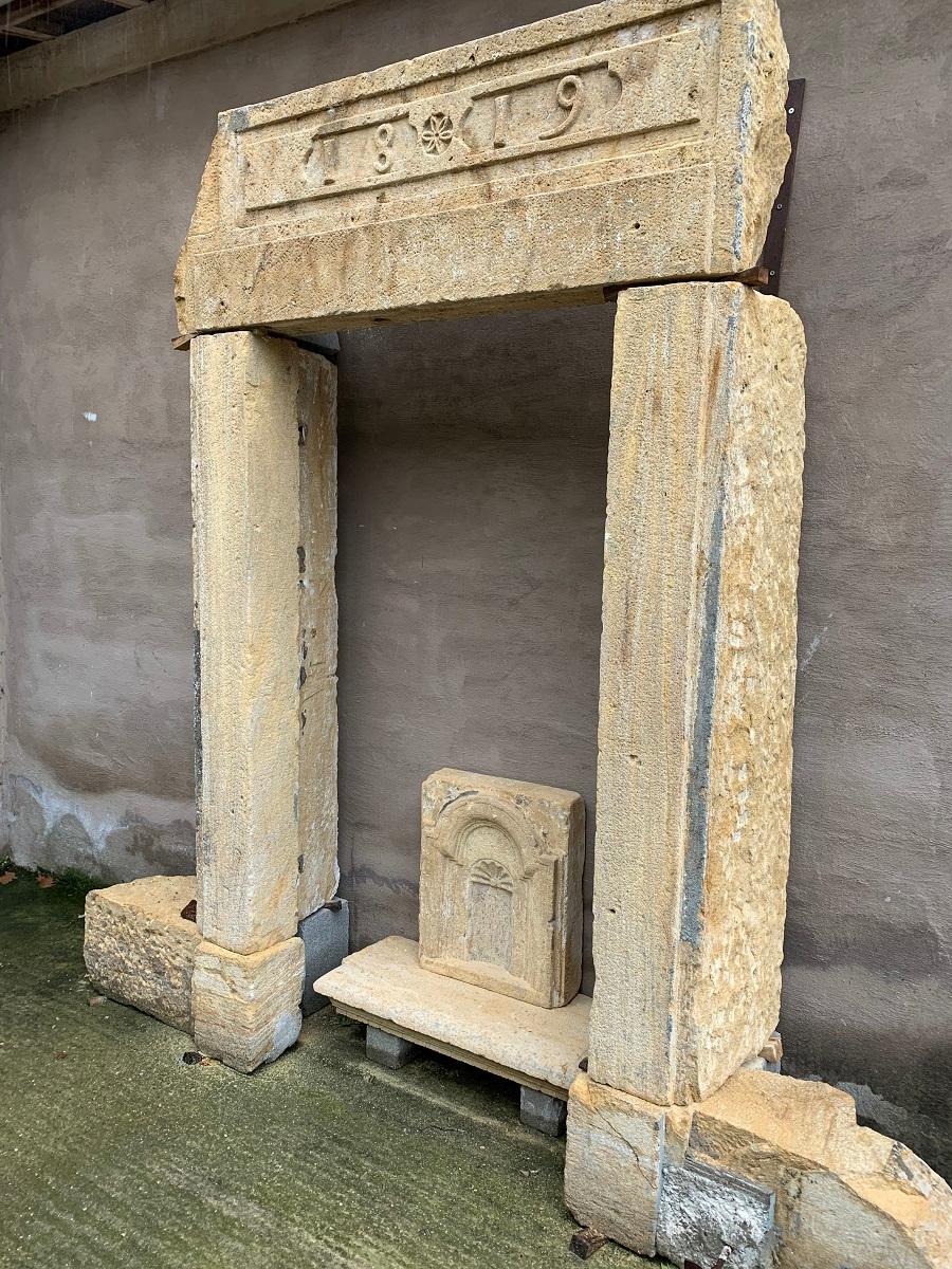 Hand-Carved 19th Century Stone Doorway Arch For Sale