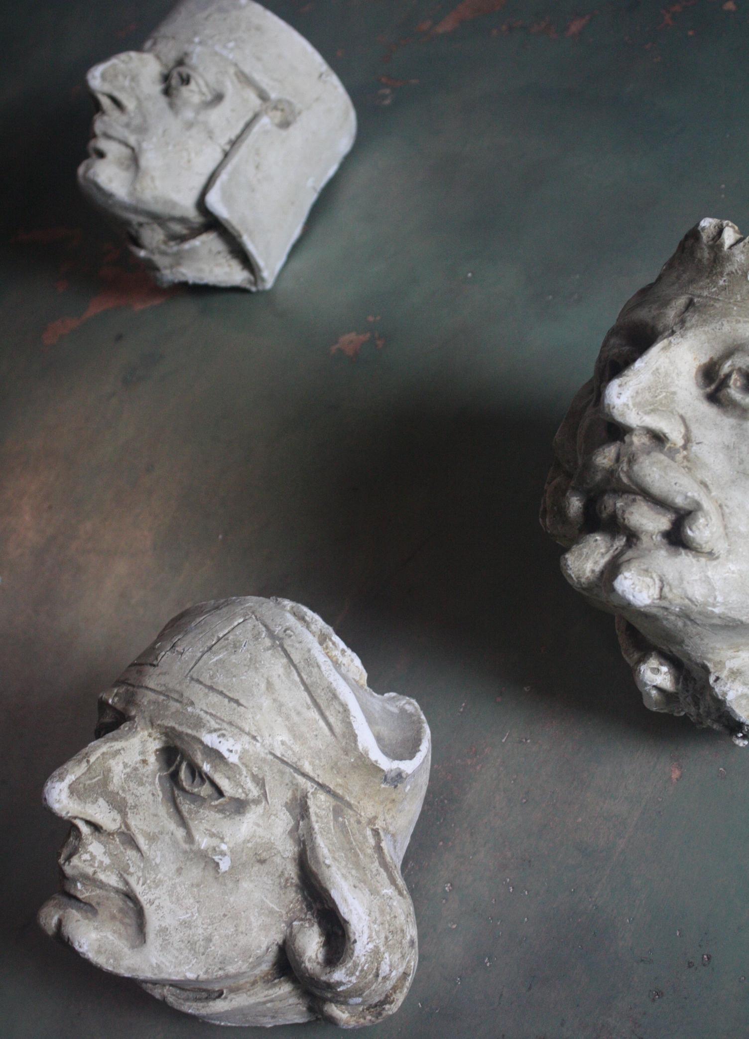19th Century Stone Masons Plaster Corbels Sculpture Models Maquettes Busts 3