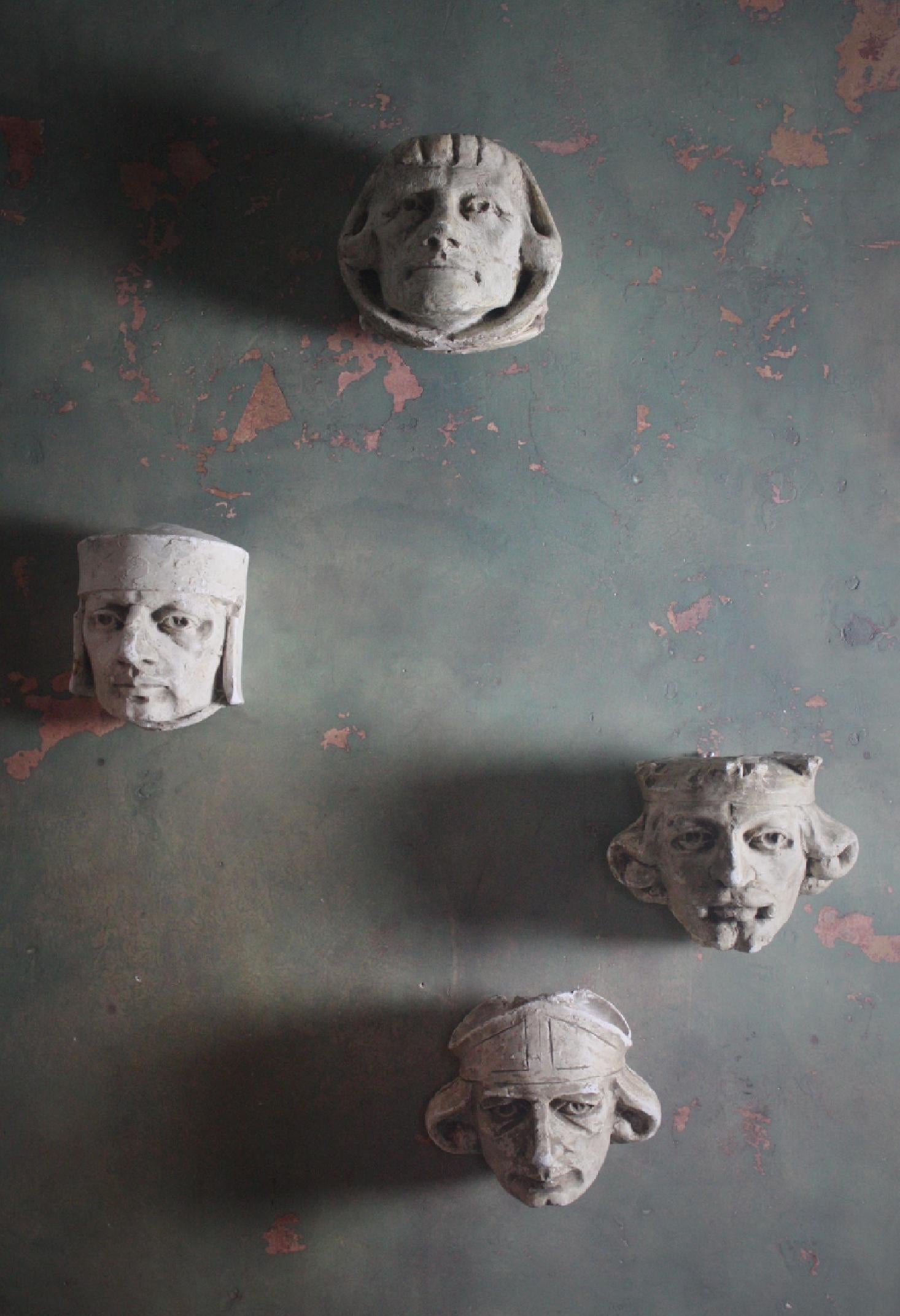 Cast 19th Century Stone Masons Plaster Corbels Sculpture Models Maquettes Busts