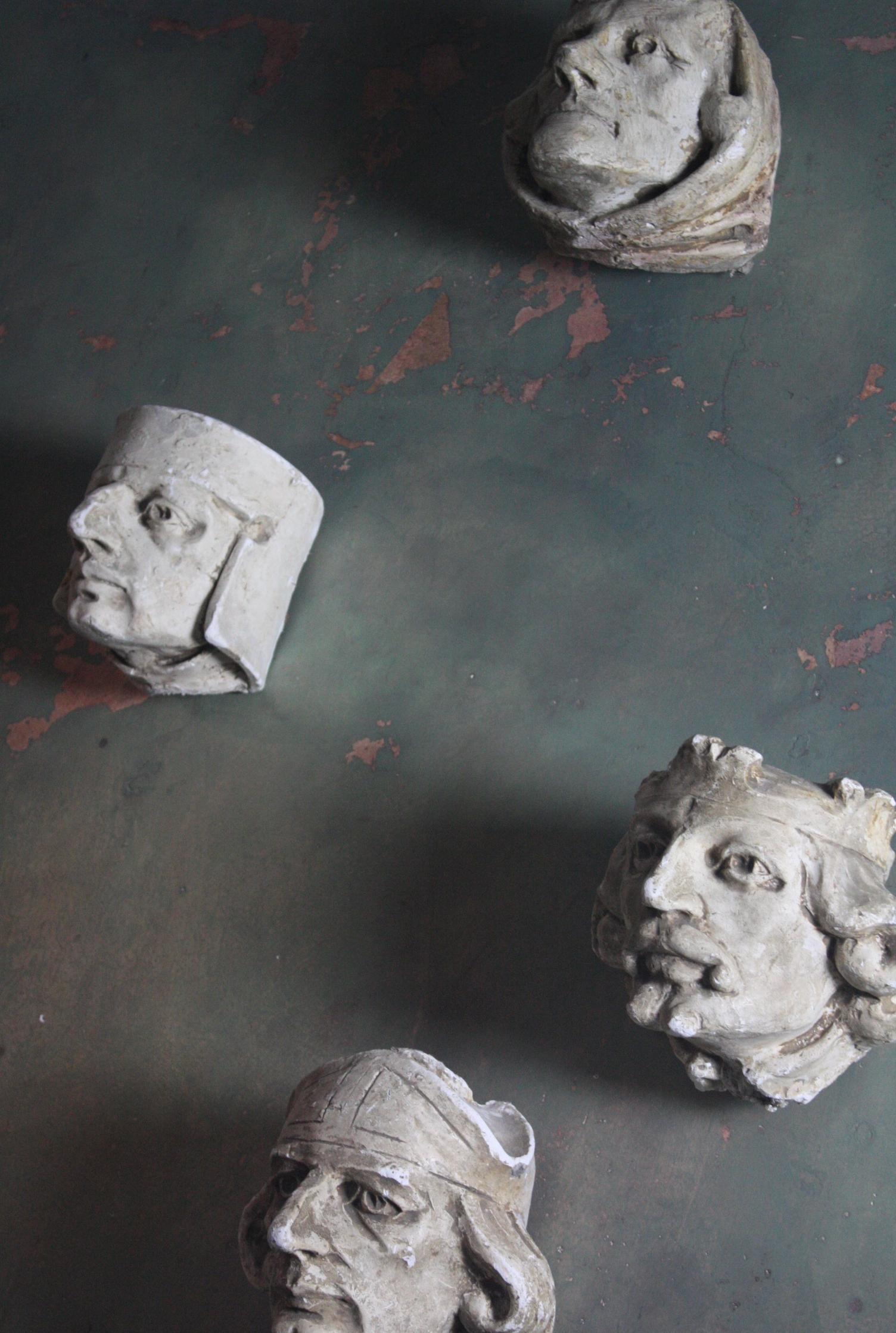 19th Century Stone Masons Plaster Corbels Sculpture Models Maquettes Busts In Good Condition In Lowestoft, GB