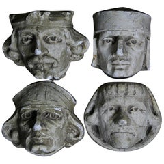 19th Century Stone Masons Plaster Corbels Sculpture Models Maquettes Busts