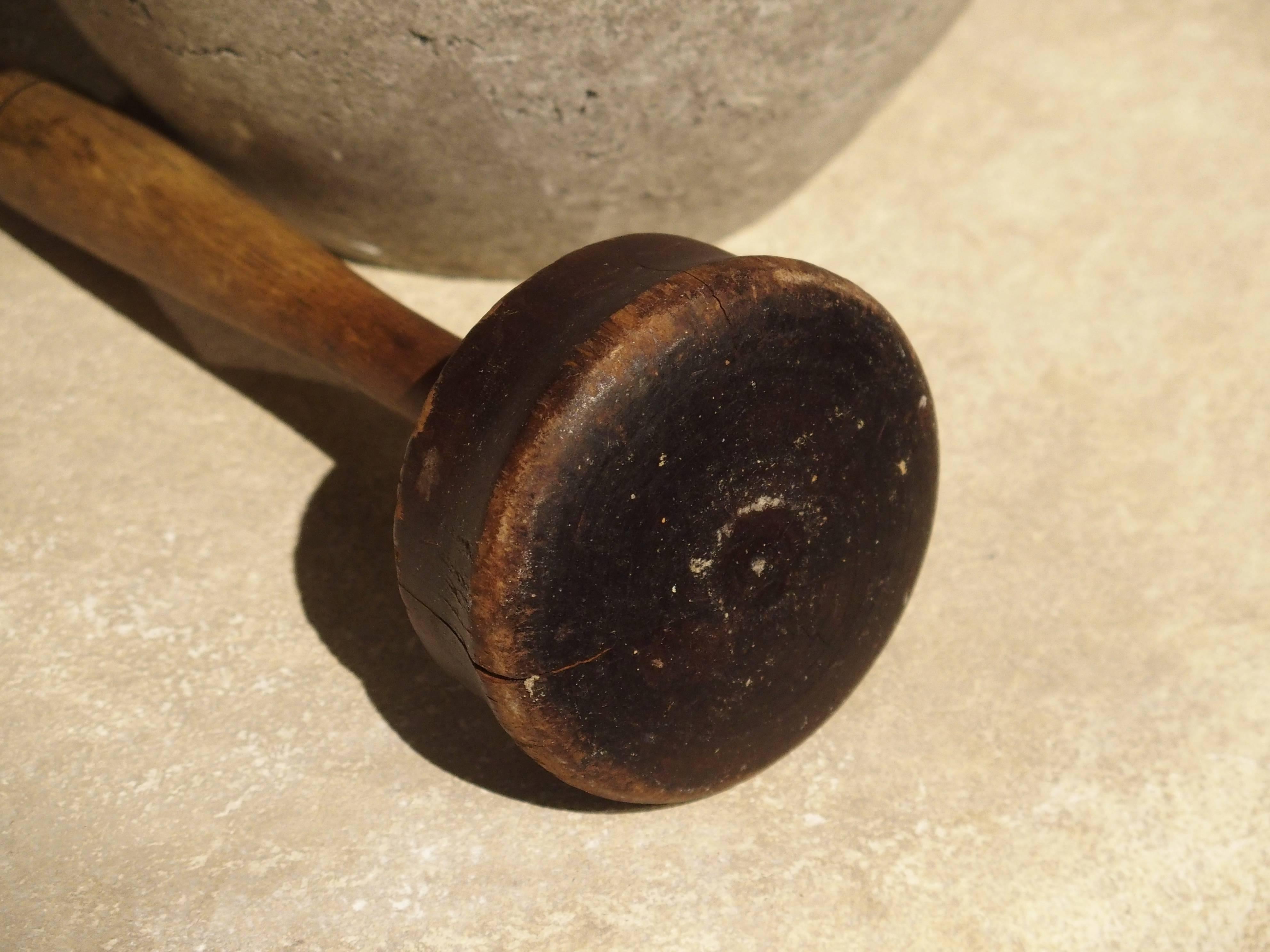 19th Century Stone Mortar and Pestle from France In Good Condition In Dallas, TX