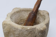 19th Century Stone Mortar and Wood Pestle, France