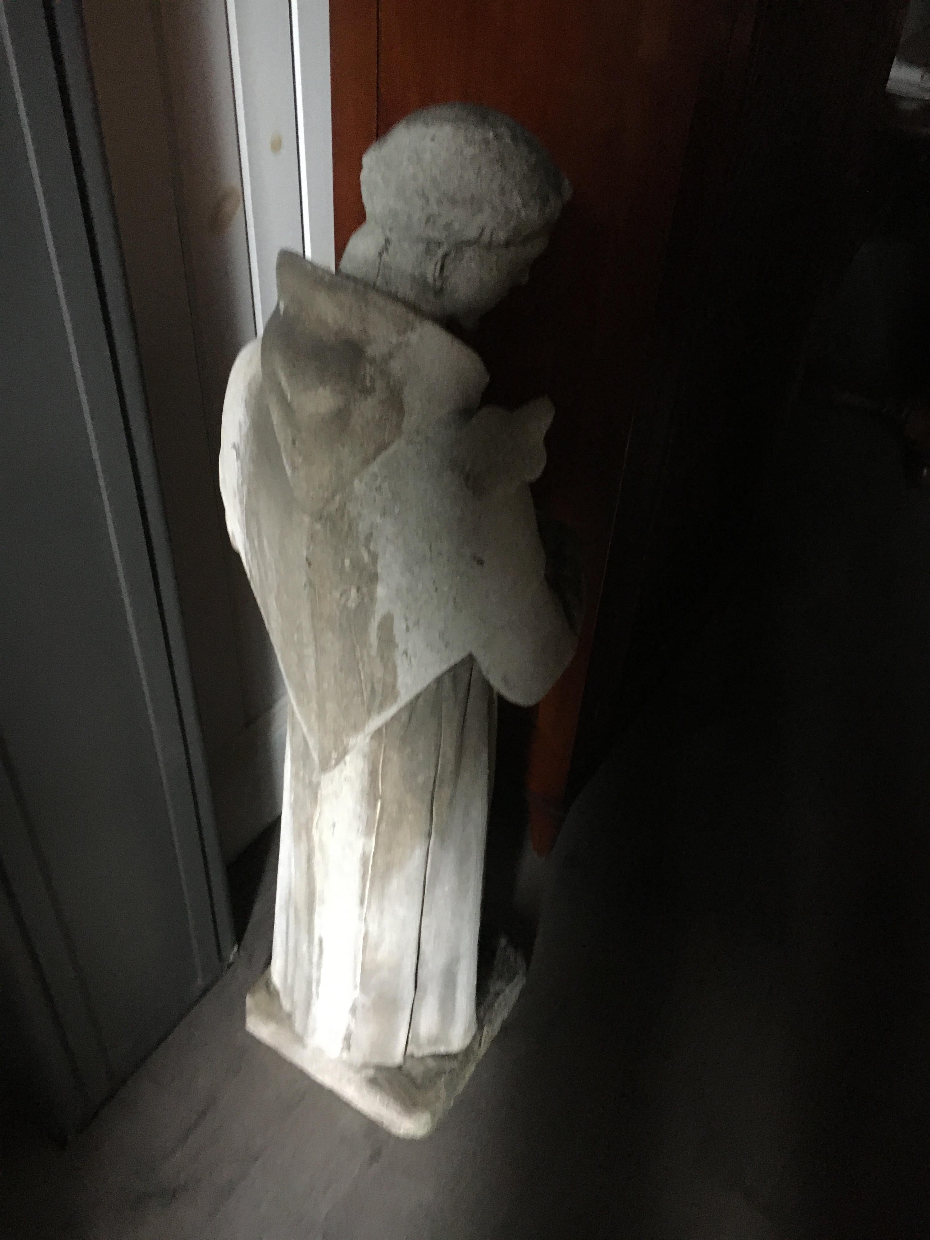19th Century Stone Stature of St Francis of Assisi, Great Old Patination 10