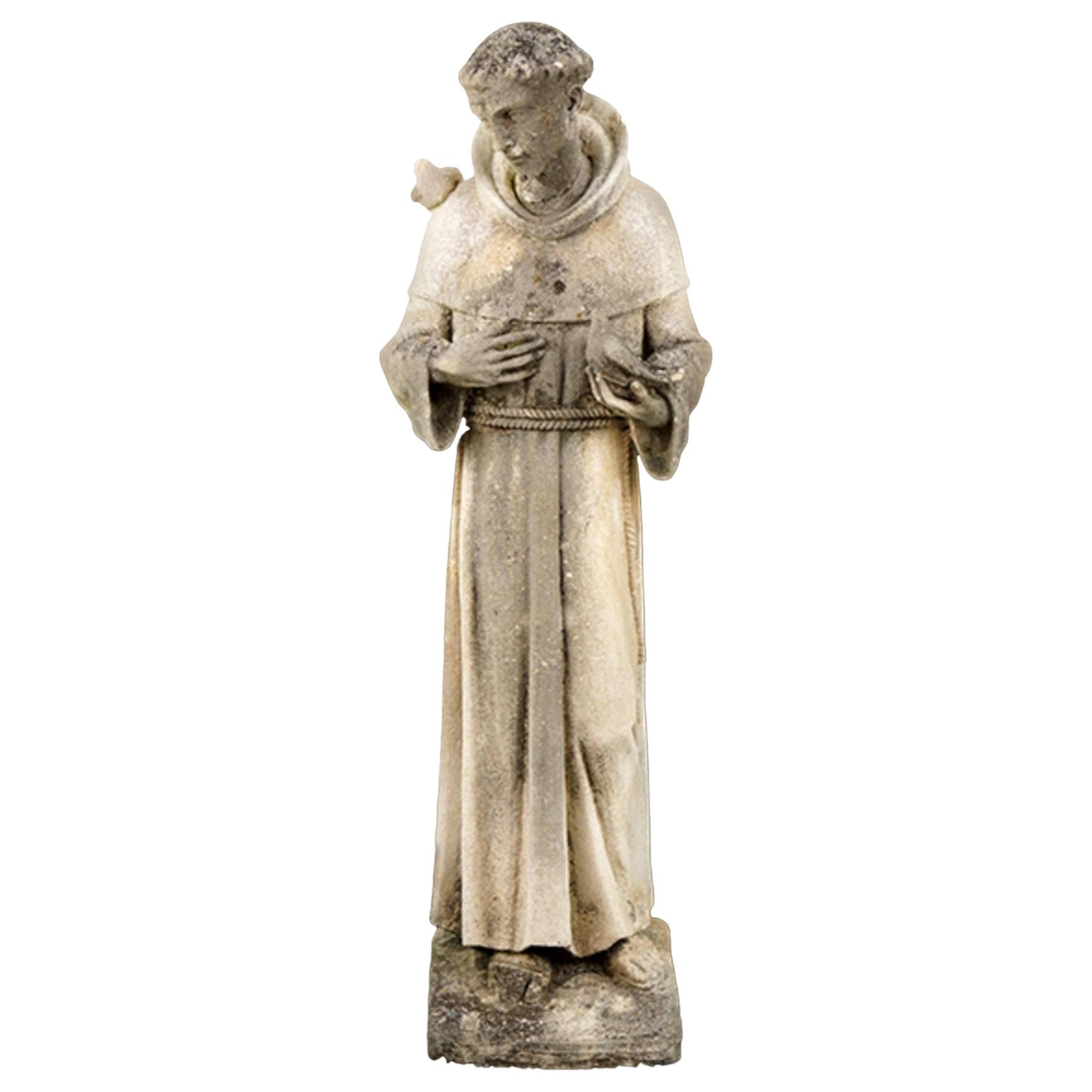 19th Century Stone Stature of St Francis of Assisi, Great Old Patination