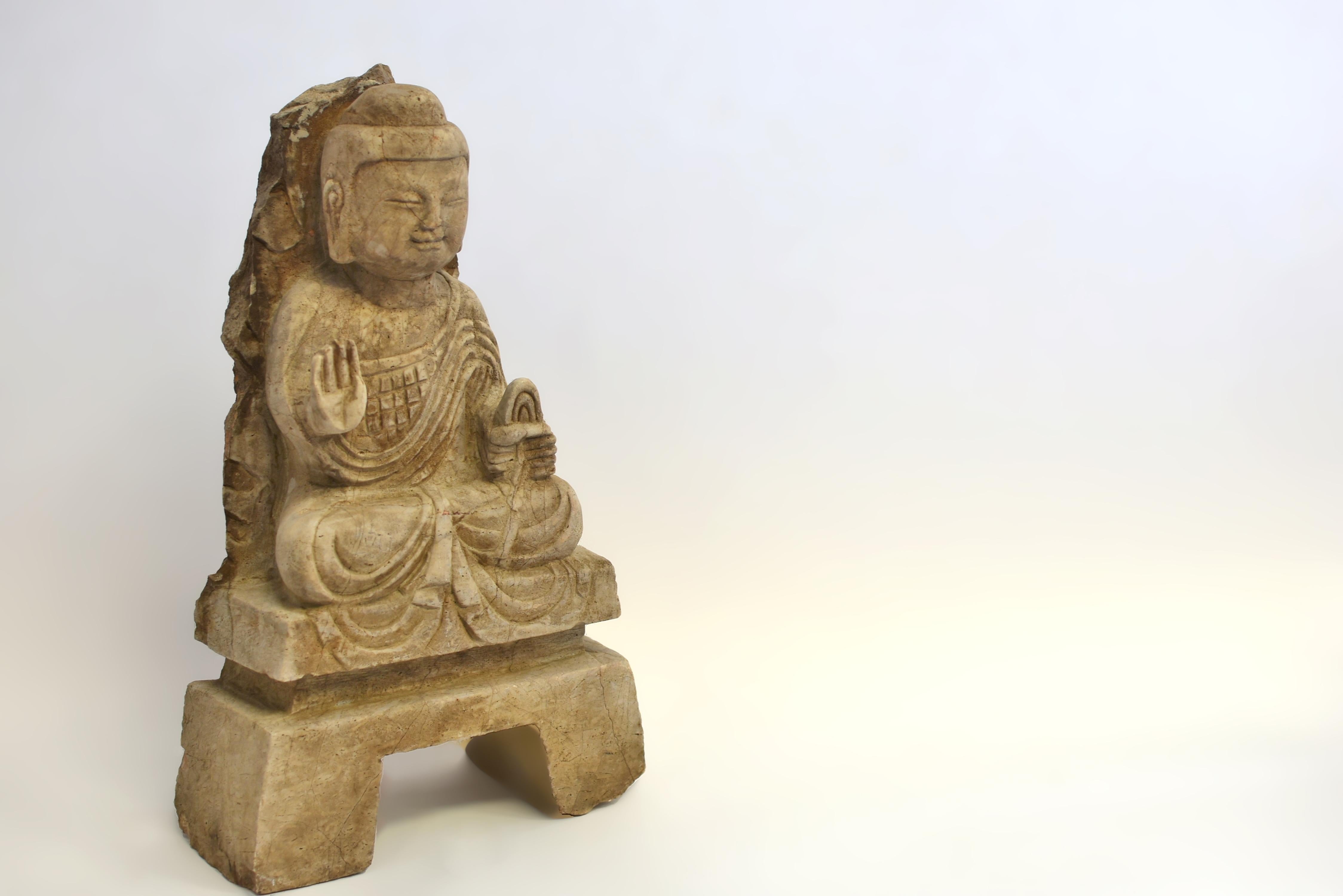Hand-Carved 19th Century Stone Young Buddha Shakyamuni For Sale