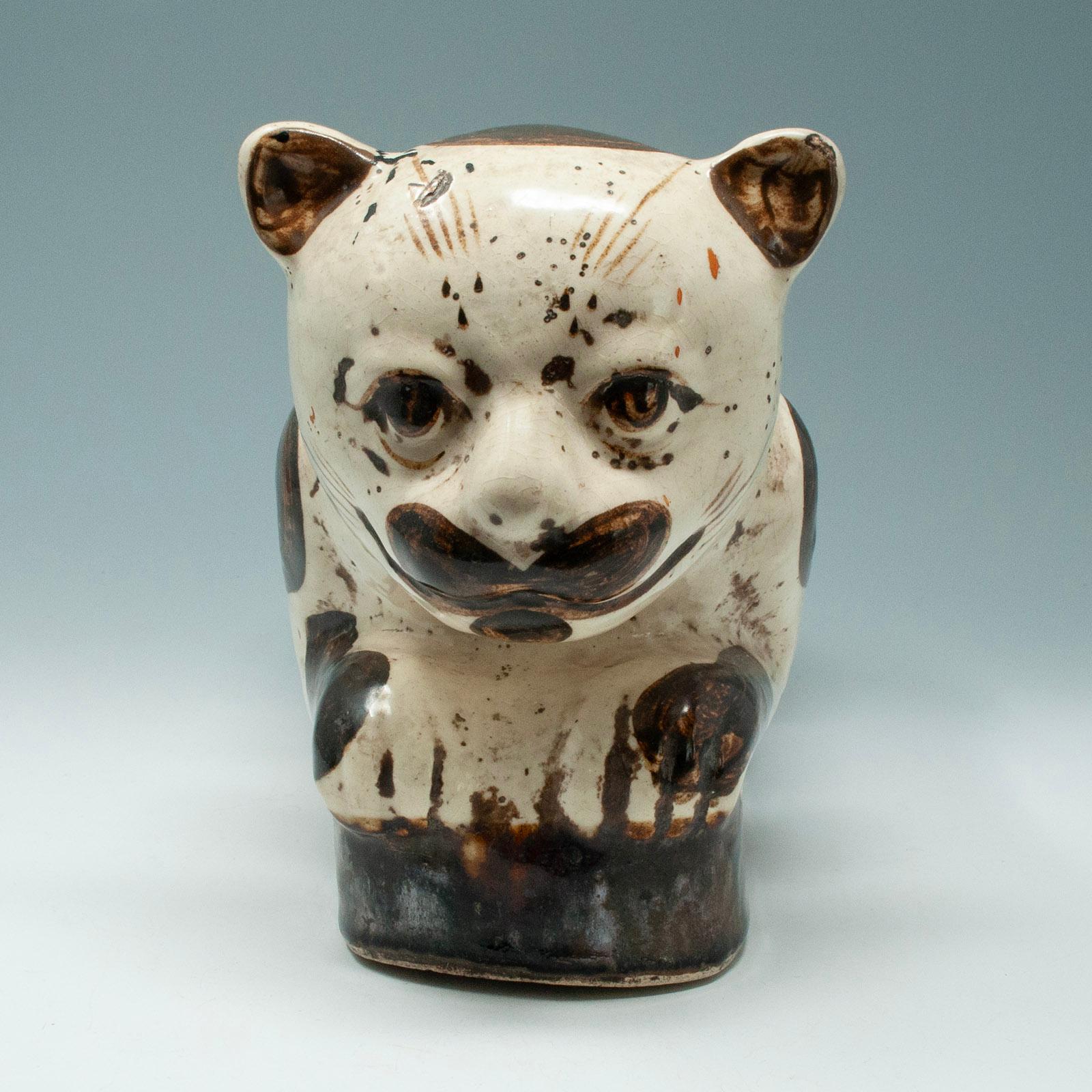 Hand-Crafted 19th Century Stoneware Cat Pillow, China For Sale
