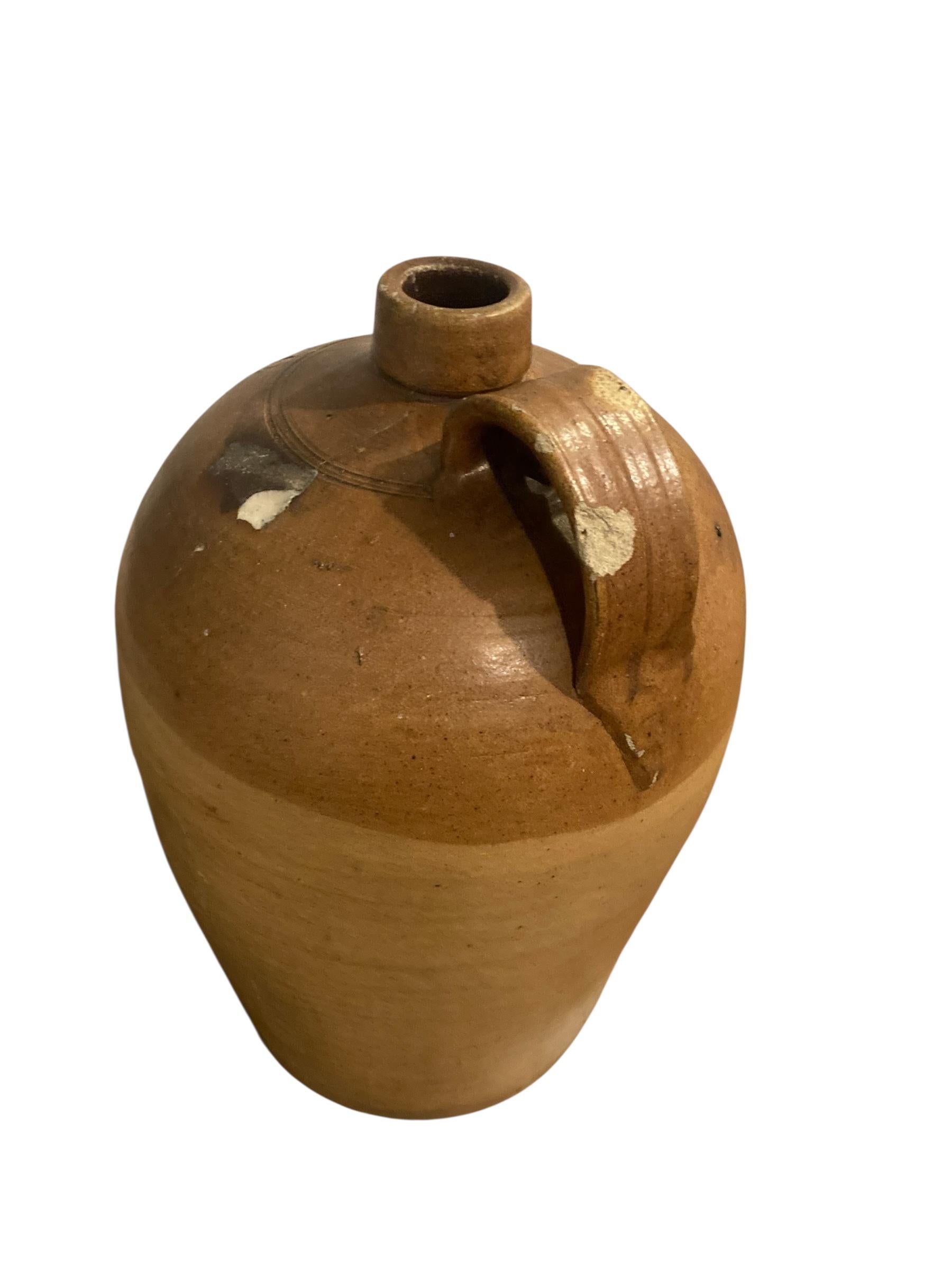 Italian 19th century stoneware salt glazed flagons stamped H & RR For Sale