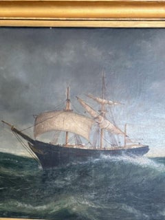 19th Century Stormy Seascape of the Bark "Caroline" in a White Squall