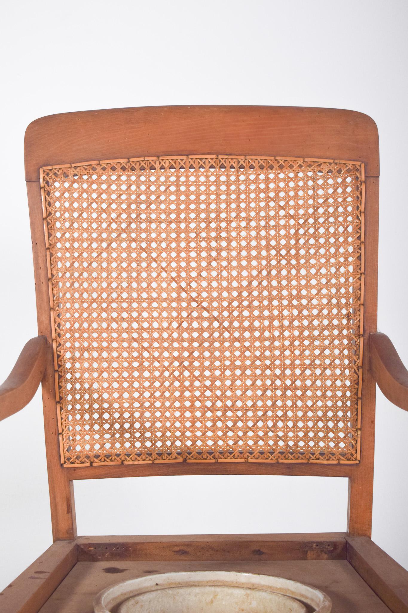 Rustique Chaise en paille du 19e siècle avec dossier en paille en vente