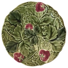 19th Century Strawberry Majolica Plate Choisy Le Roi