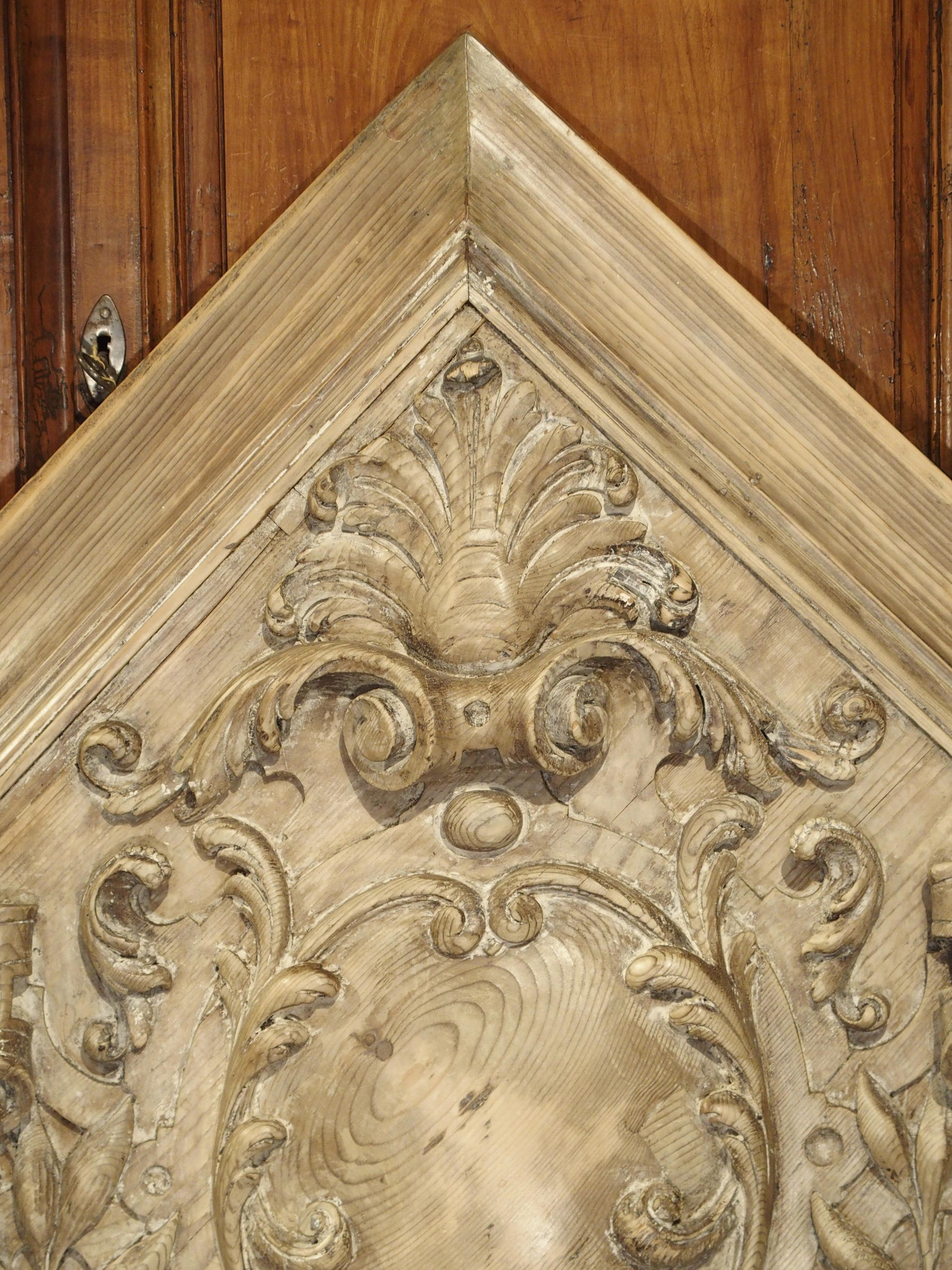 19th Century Stripped and Bleached Carved Square Panel from France 1