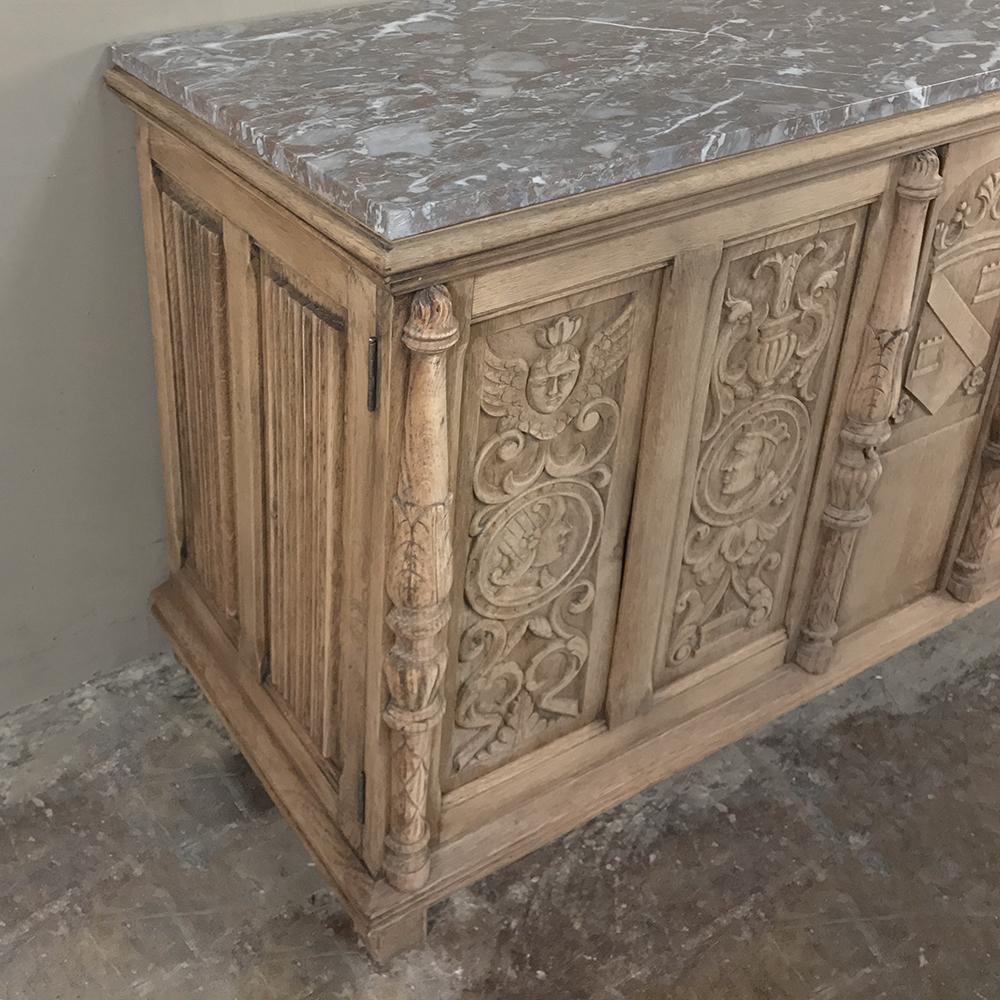19th Century Stripped Renaissance Revival Low Buffet with Marble Top 1