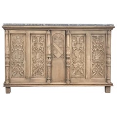 19th Century Stripped Renaissance Revival Low Buffet with Marble Top