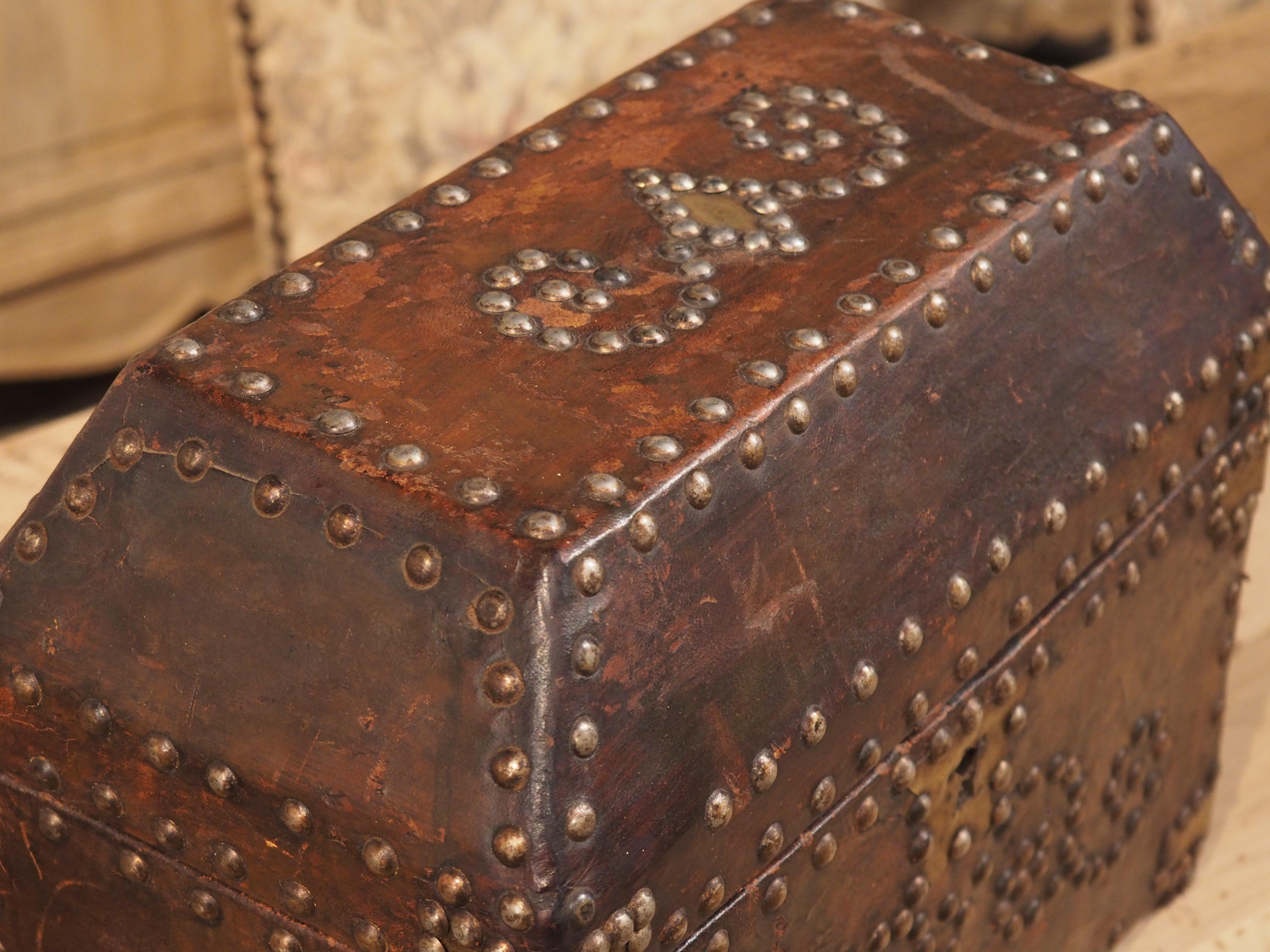 19th Century Studded Leather Table Box from France 5