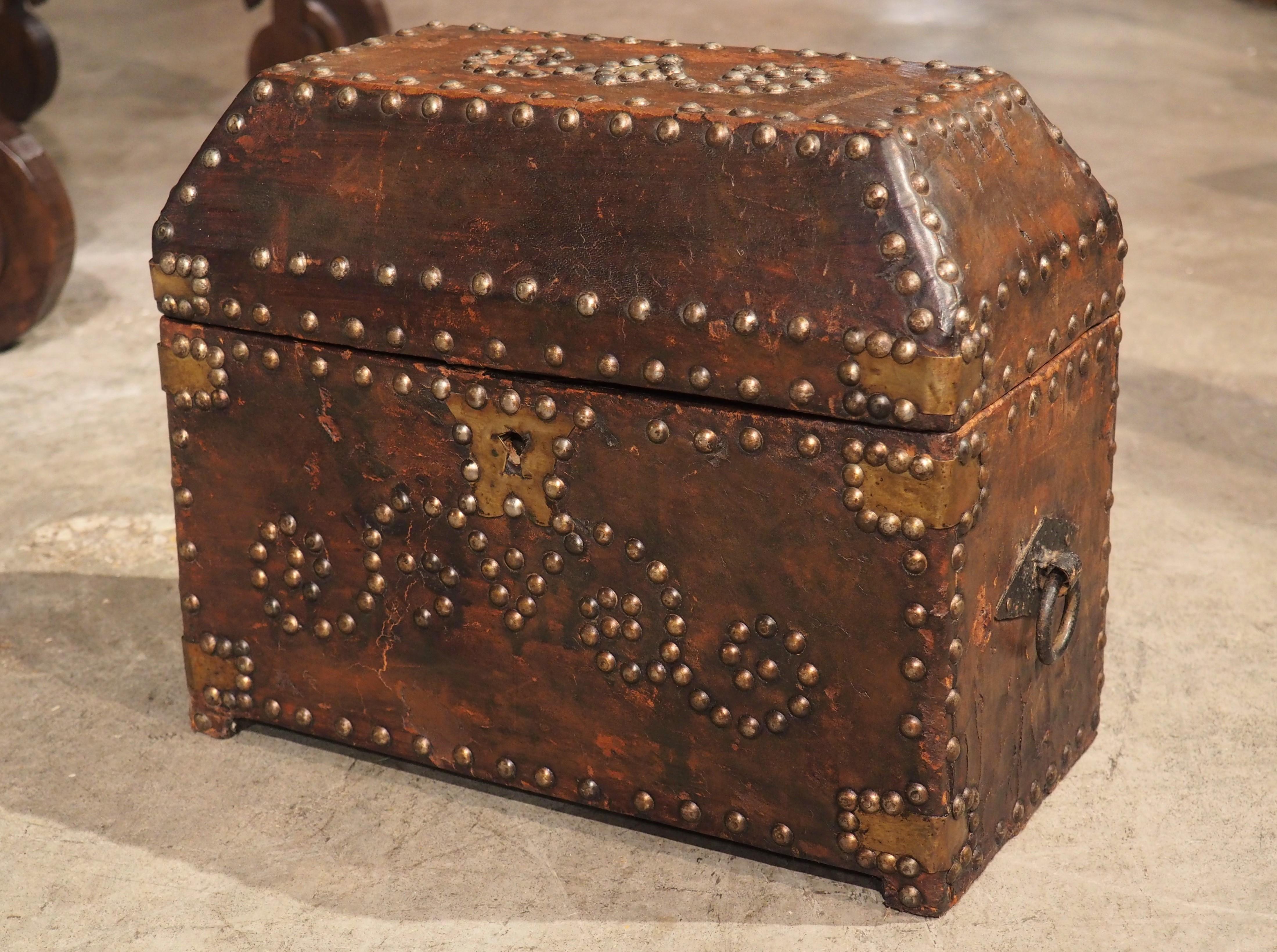 19th Century Studded Leather Table Box from France 6