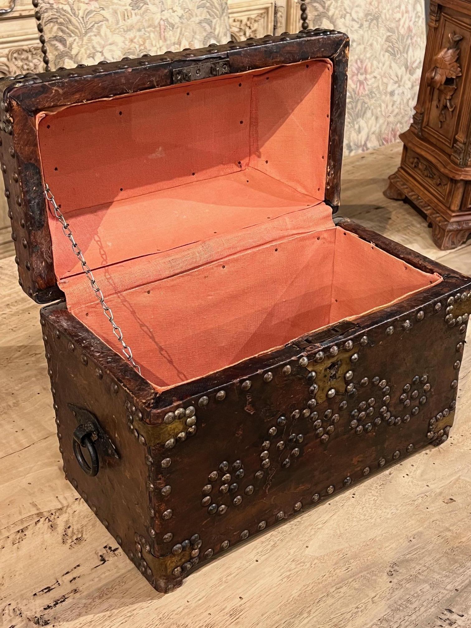 French 19th Century Studded Leather Table Box from France