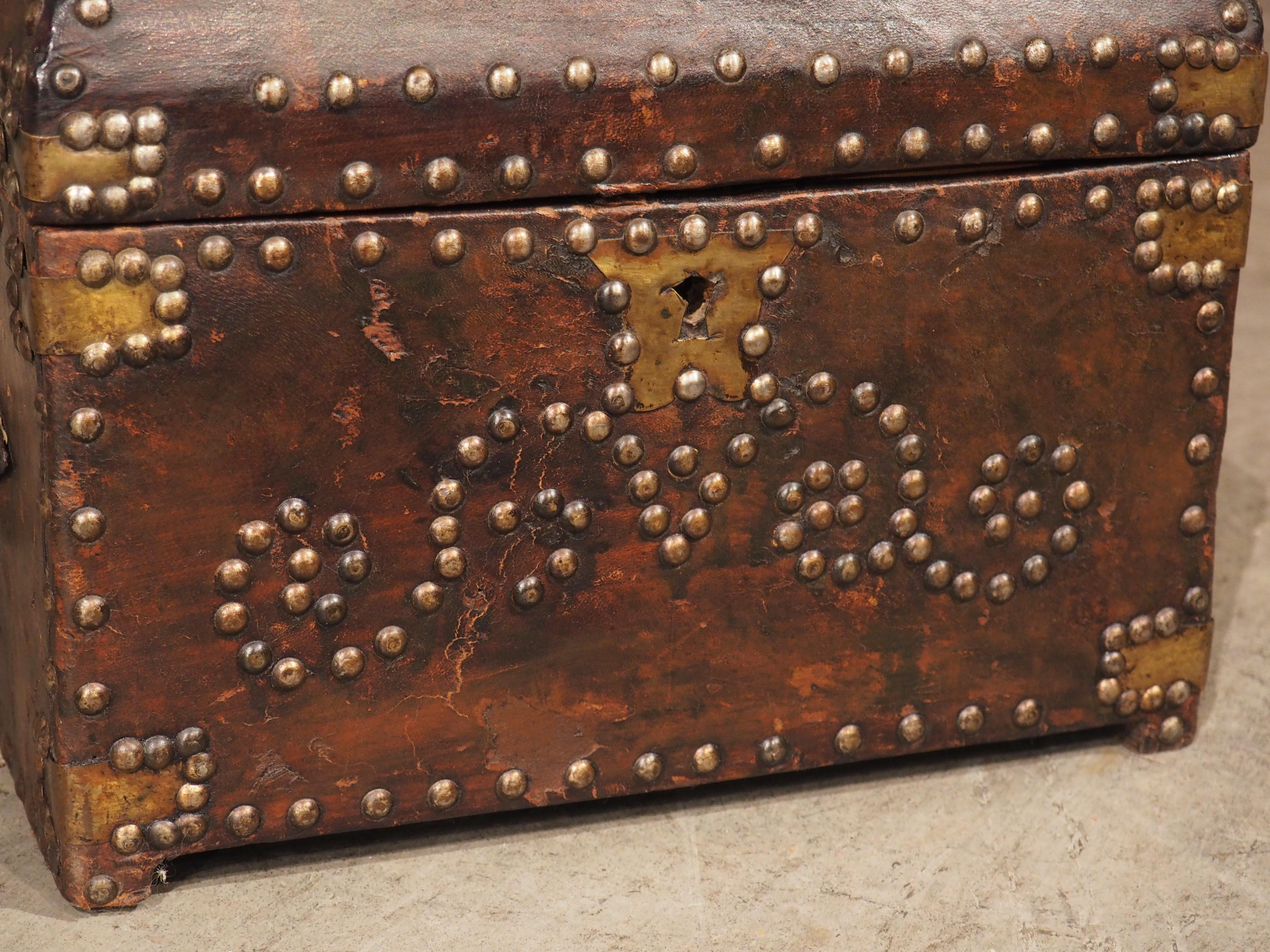 19th Century Studded Leather Table Box from France 1