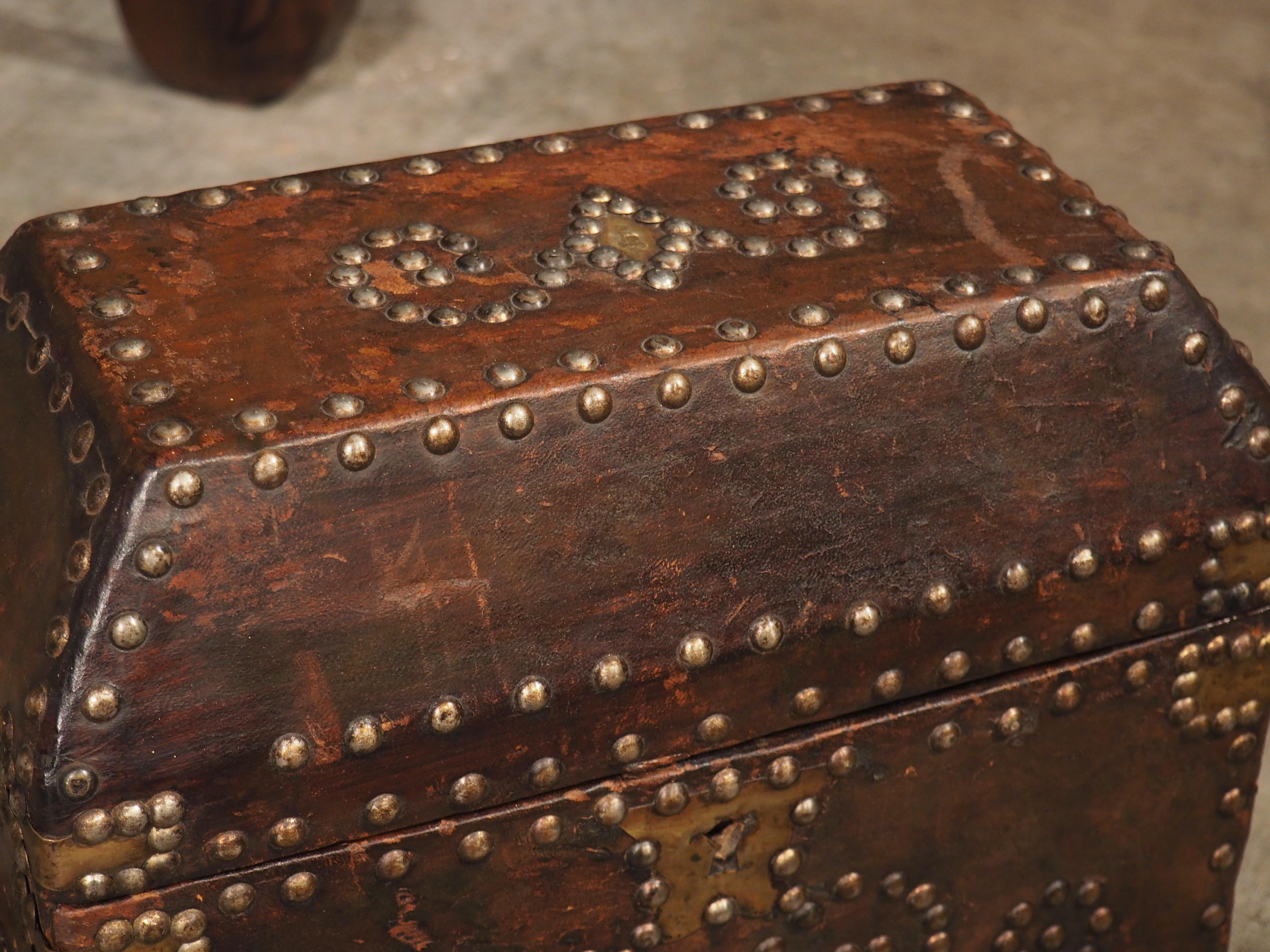 19th Century Studded Leather Table Box from France 2