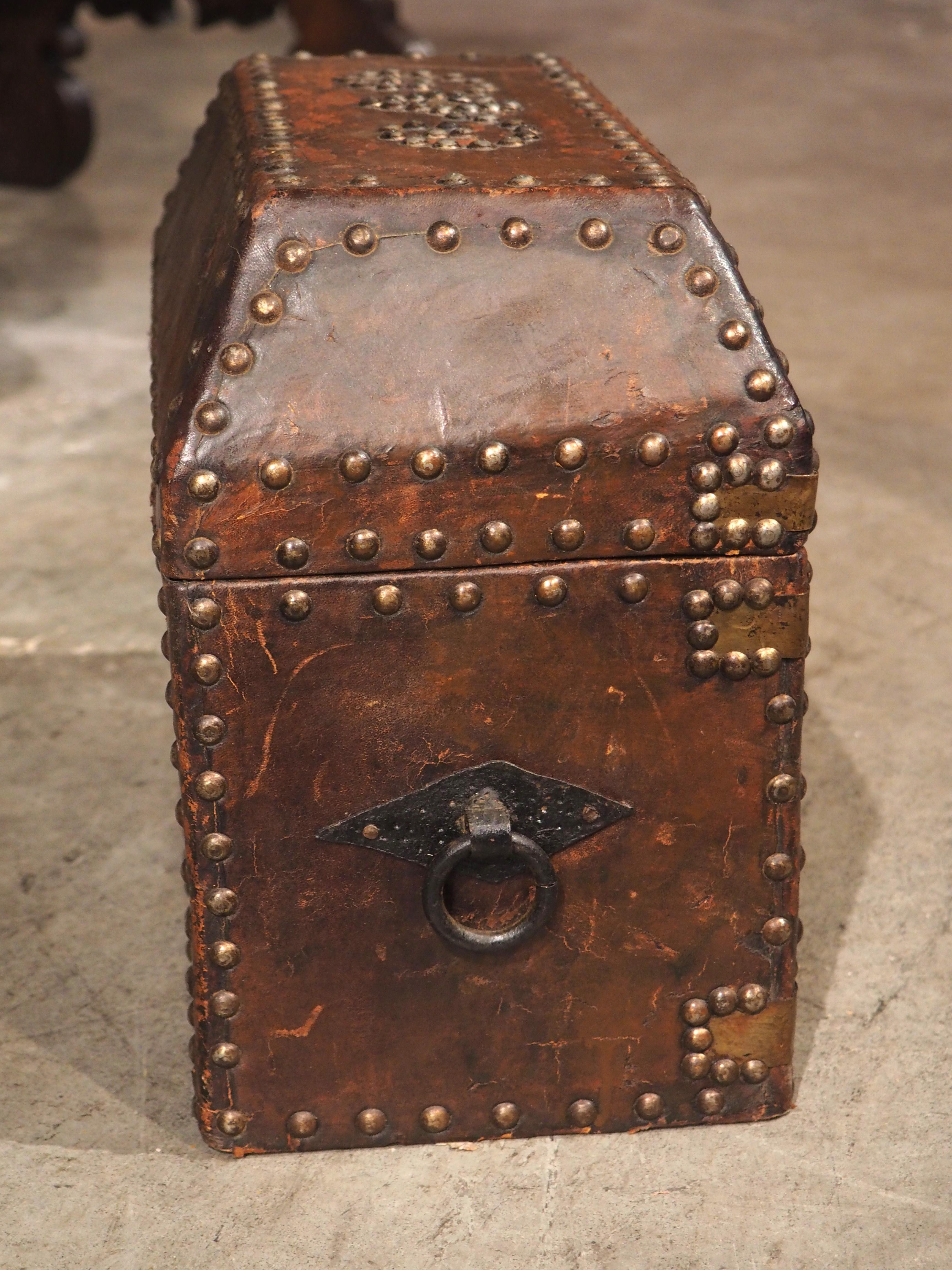 19th Century Studded Leather Table Box from France 3
