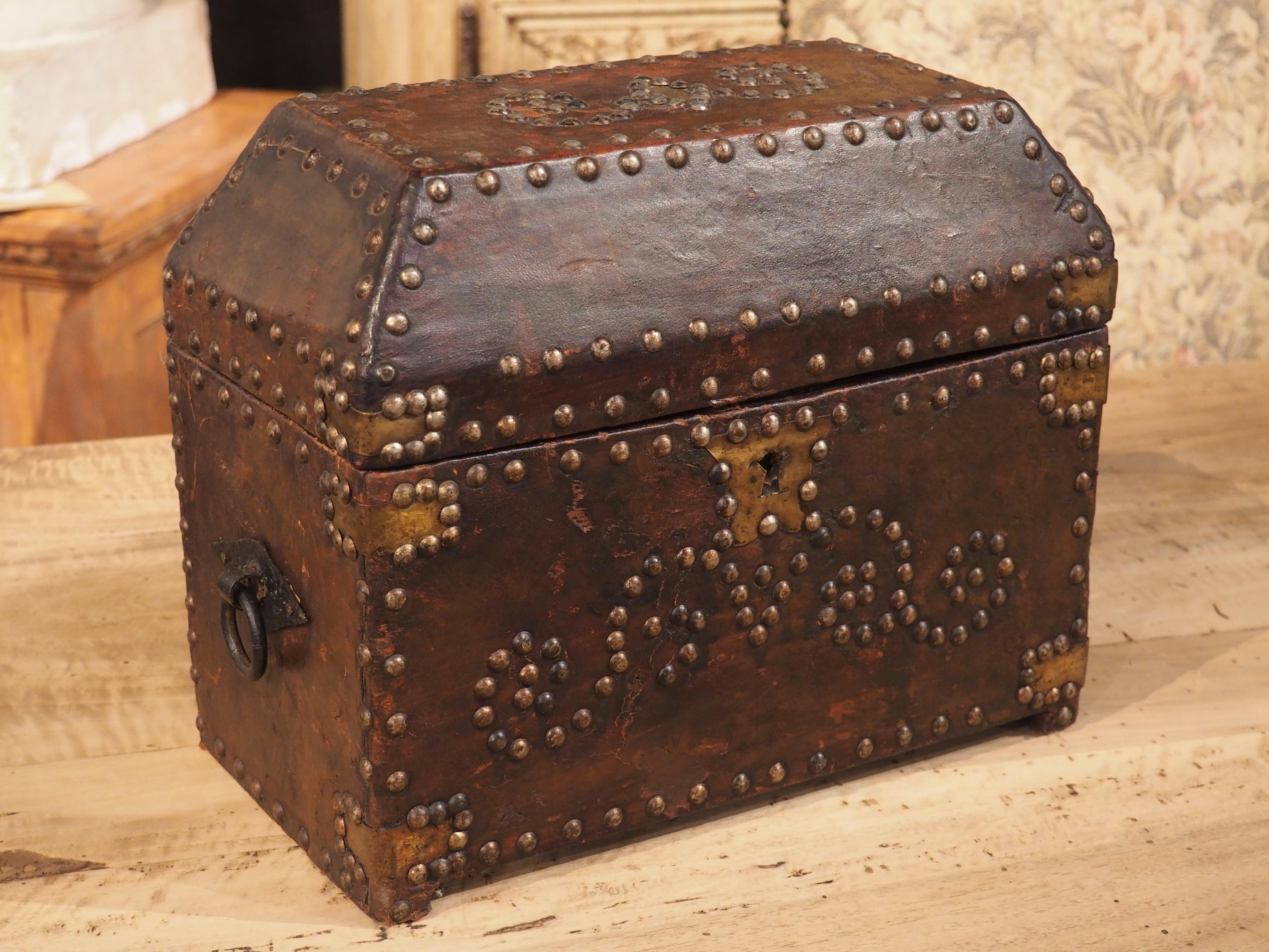 19th Century Studded Leather Table Box from France 4