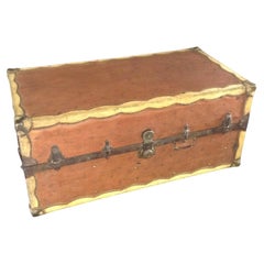 19th Century Studded Nail Leather and Buckskin Clad Wardrobe Trunk