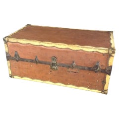 Antique 19th Century Studded Nail Leather and Buckskin Clad Wardrobe Trunk