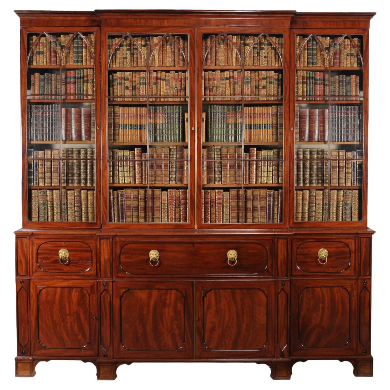 19th Century Stunning George IV Period 4-Door Secretaire Library Bookcase