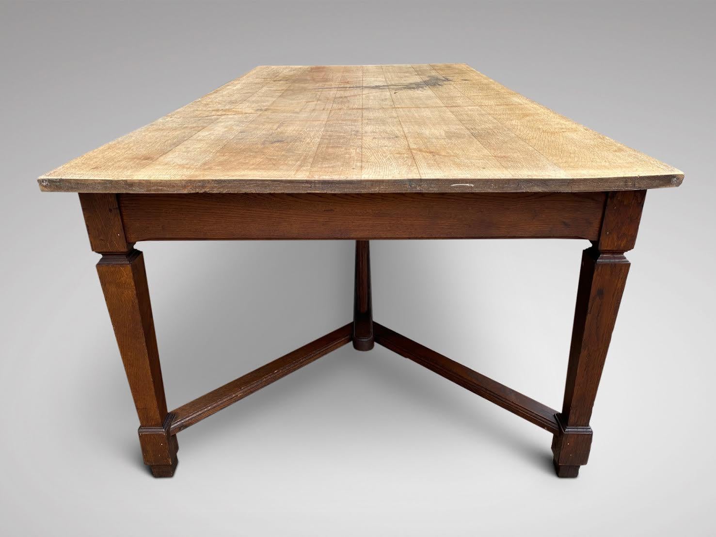 French Provincial 19th Century Stunning Hayrake Farmhouse Dining or Work Table in Solid Oak