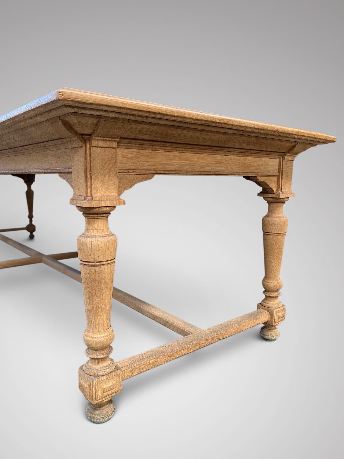 Bleached 19th Century Stunning Large Oak Refectory Dining Table