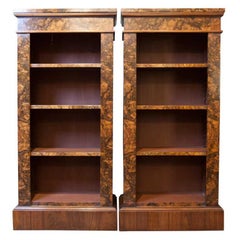 19th Century Style American Walnut and Burr Walnut Open Bookcases