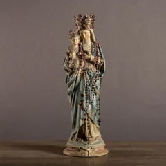 19th-Century Style Crowned Virgin and Child Statue