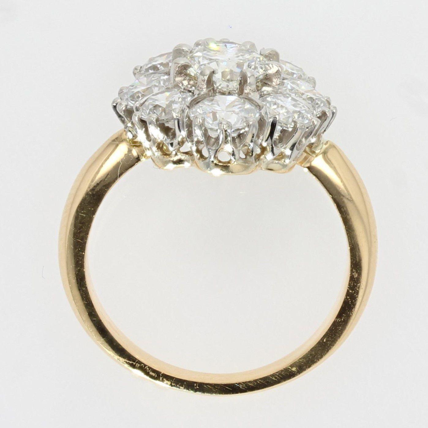 19th Century Style Diamond 18 Karat Yellow Gold Pompadour Ring For Sale 2