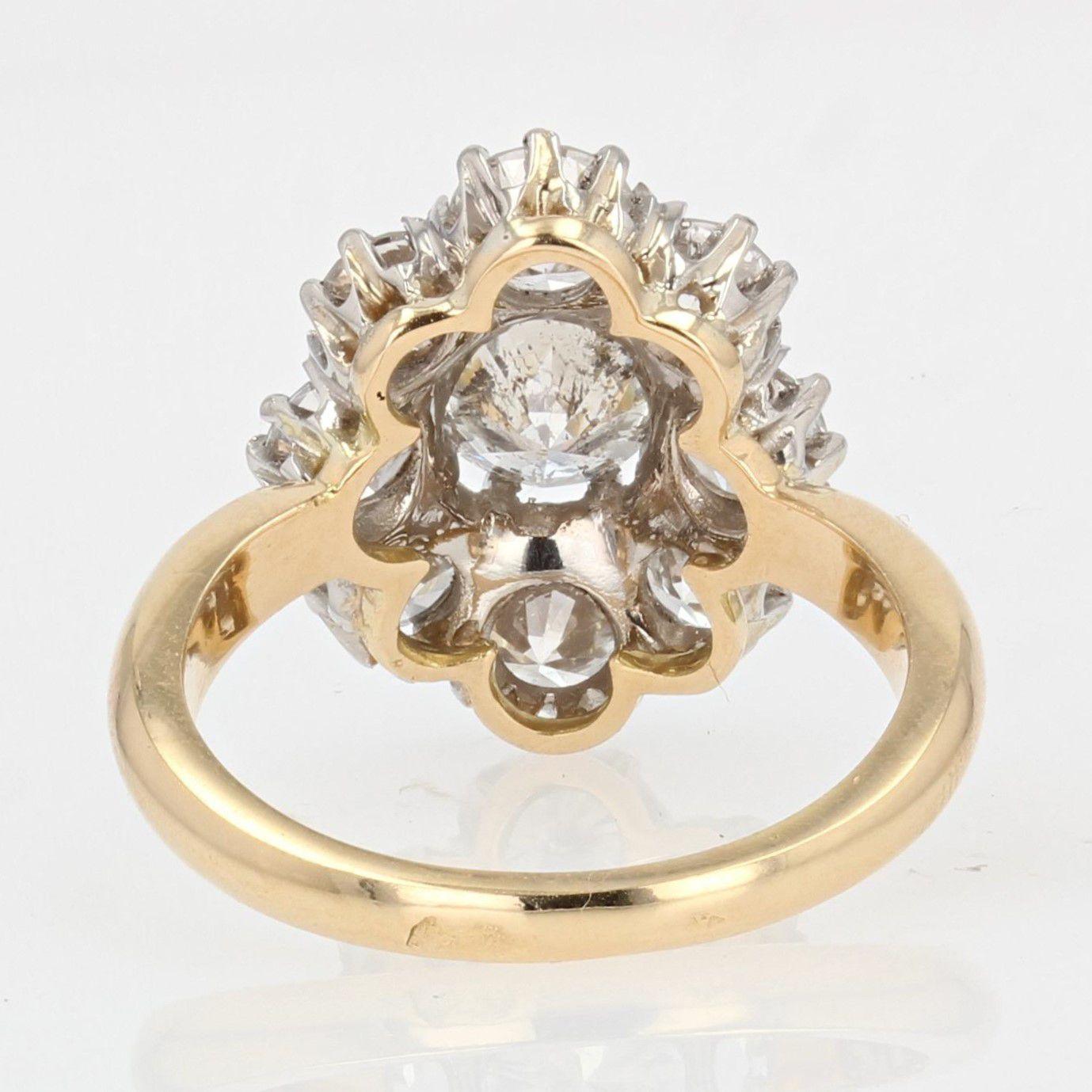 19th Century Style Diamond 18 Karat Yellow Gold Pompadour Ring For Sale 3