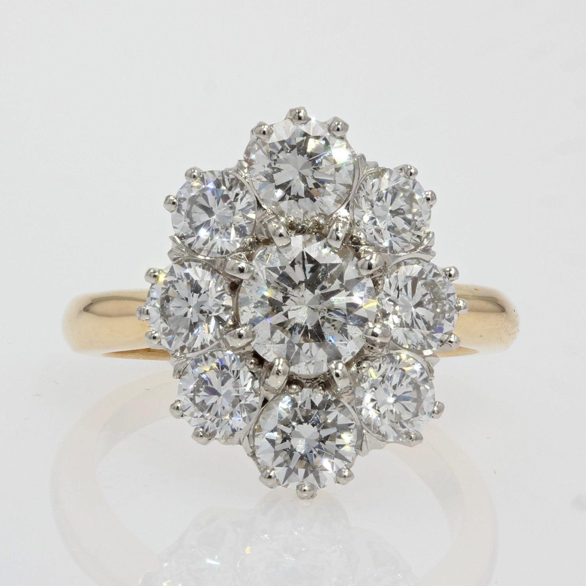 19th Century Style Diamond 18 Karat Yellow Gold Pompadour Ring For Sale 4