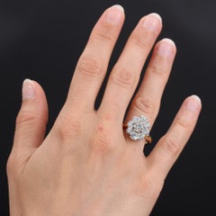 19th Century Style Diamond 18 Karat Yellow Gold Pompadour Ring