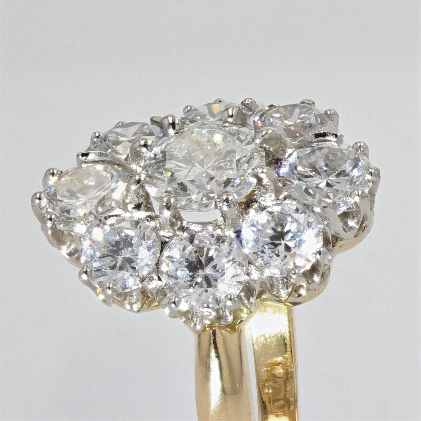 19th Century Style Diamond 18 Karat Yellow Gold Pompadour Ring In New Condition For Sale In Poitiers, FR