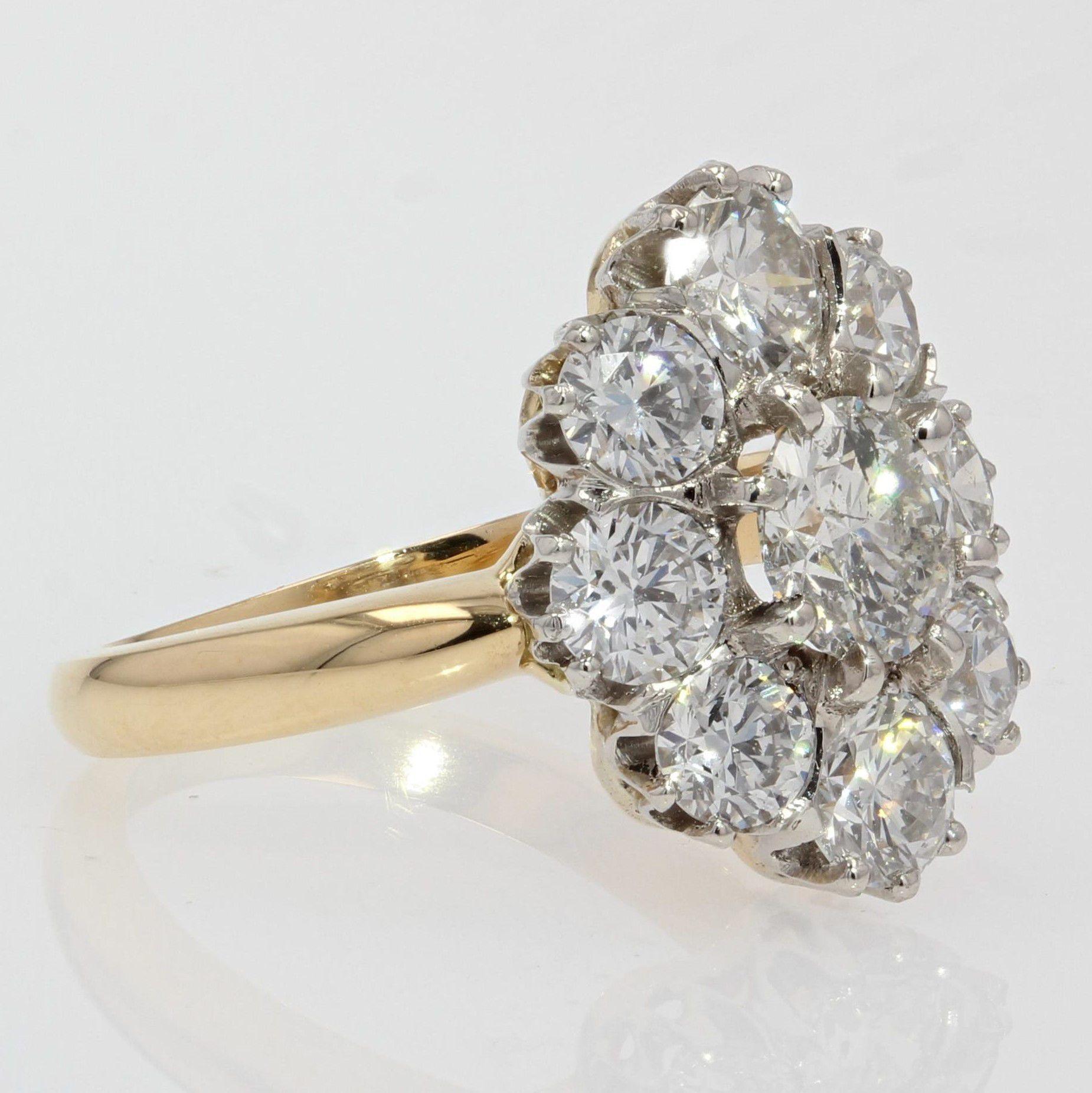 Women's 19th Century Style Diamond 18 Karat Yellow Gold Pompadour Ring For Sale