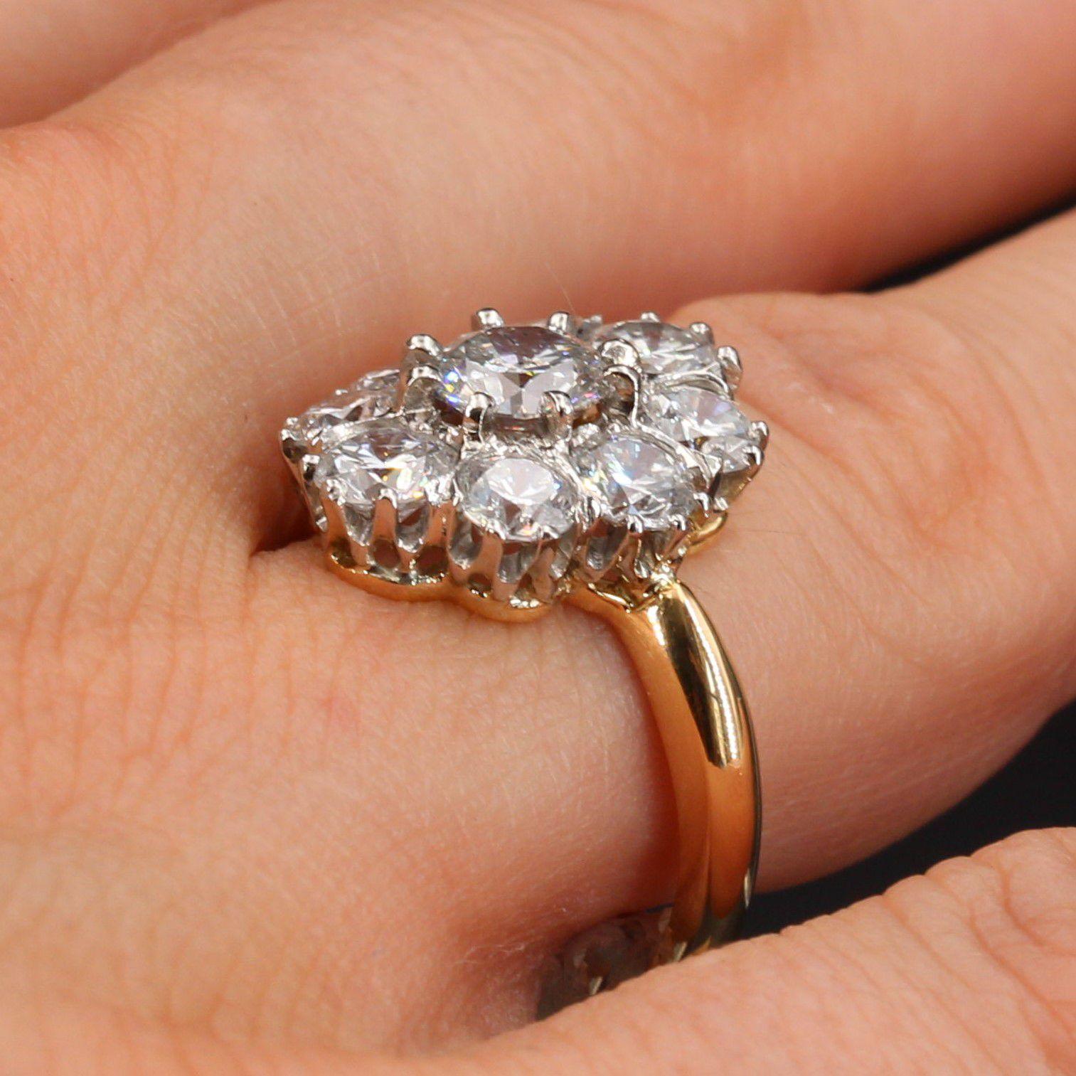 19th Century Style Diamond 18 Karat Yellow Gold Pompadour Ring For Sale 1