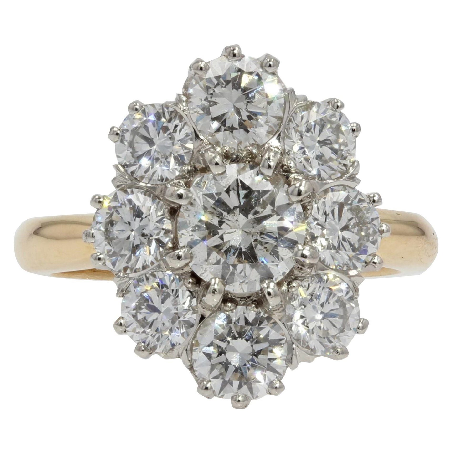 Anillo Pompadour de Diamantes de Oro Amarillo de 18 Kilates Estilo Siglo XIX