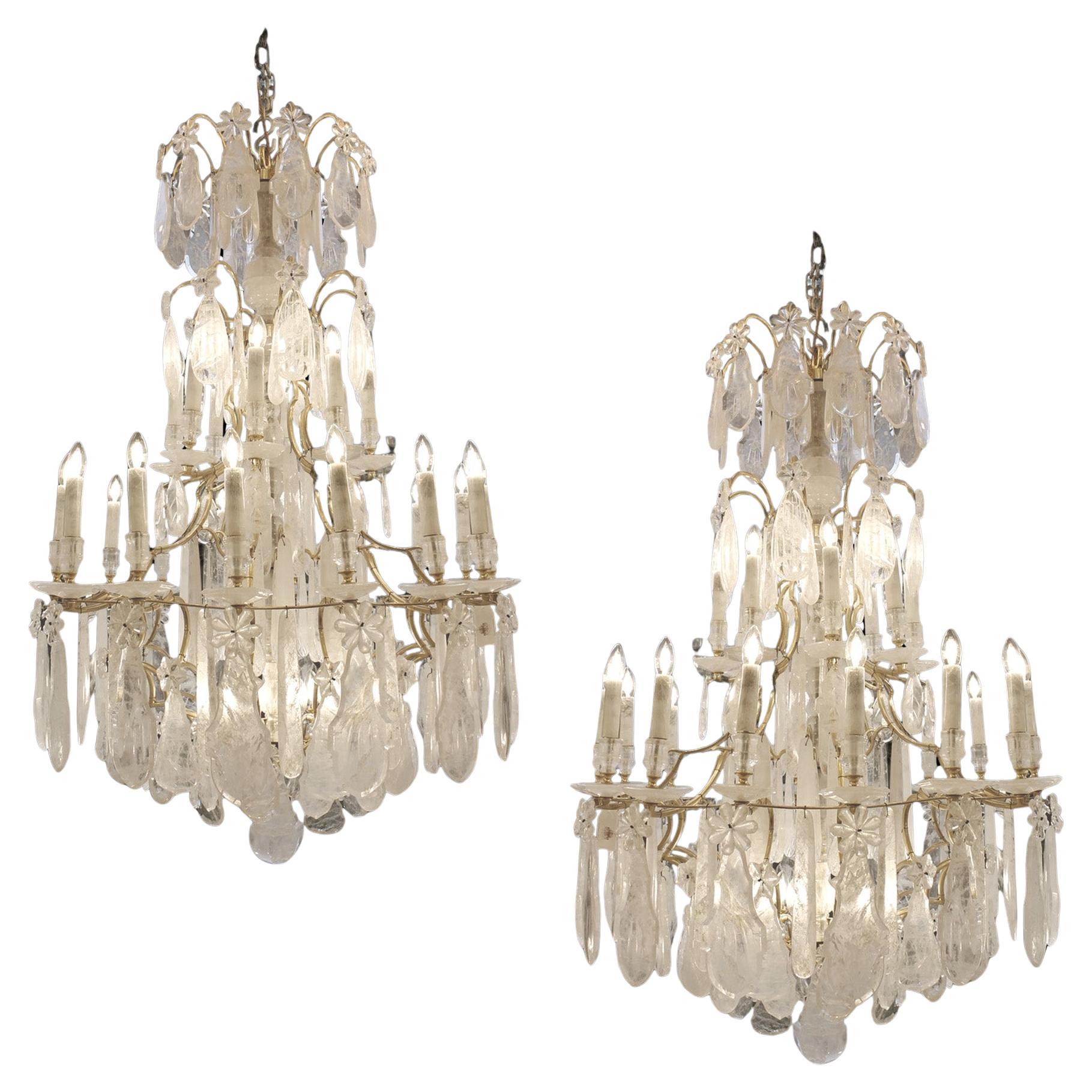 19th Century Style  French Bronze and Rock Crystal Chandelier