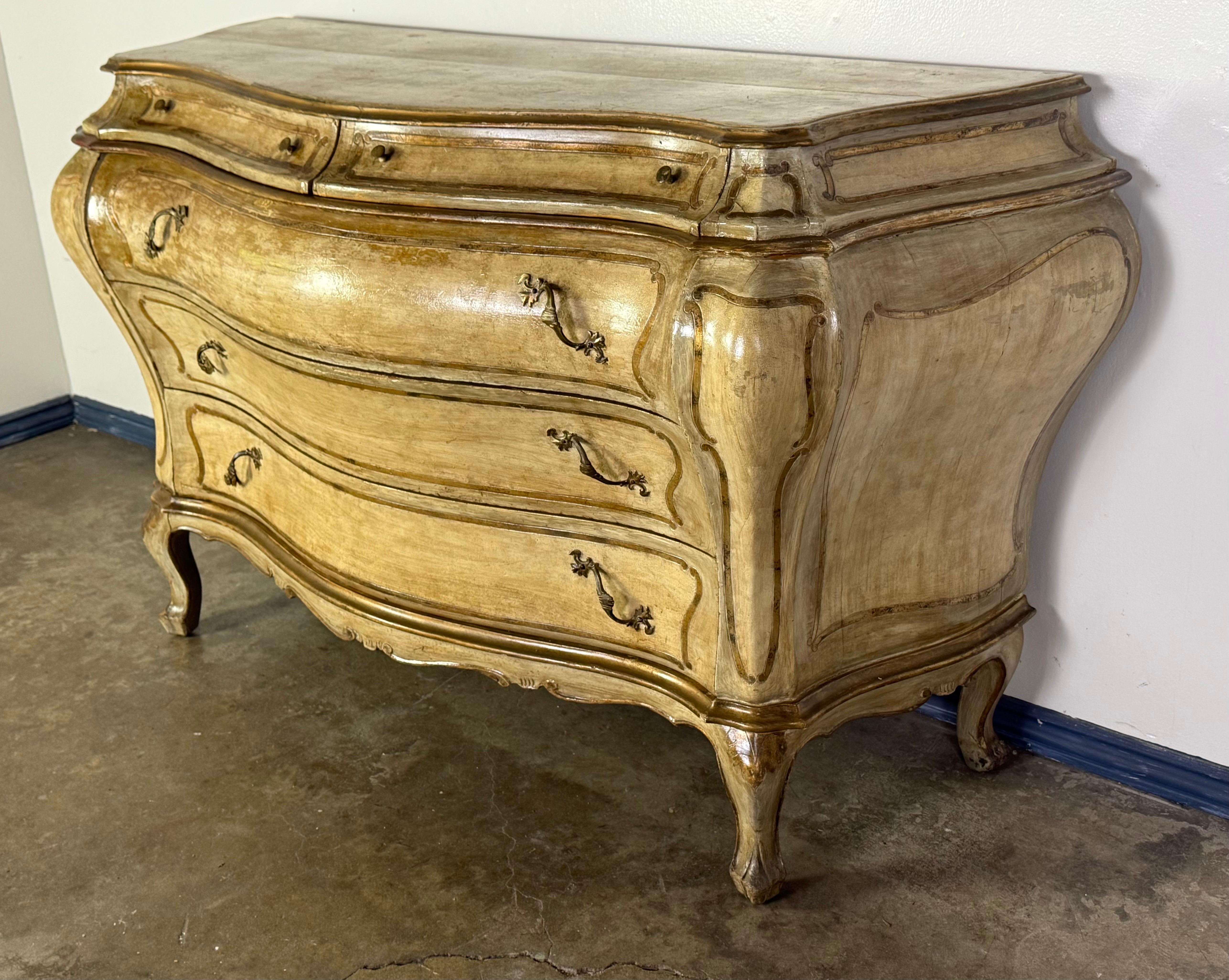 Louis XVI 19th Century Style French Louis XV Bombé Commode in Painted Finish For Sale