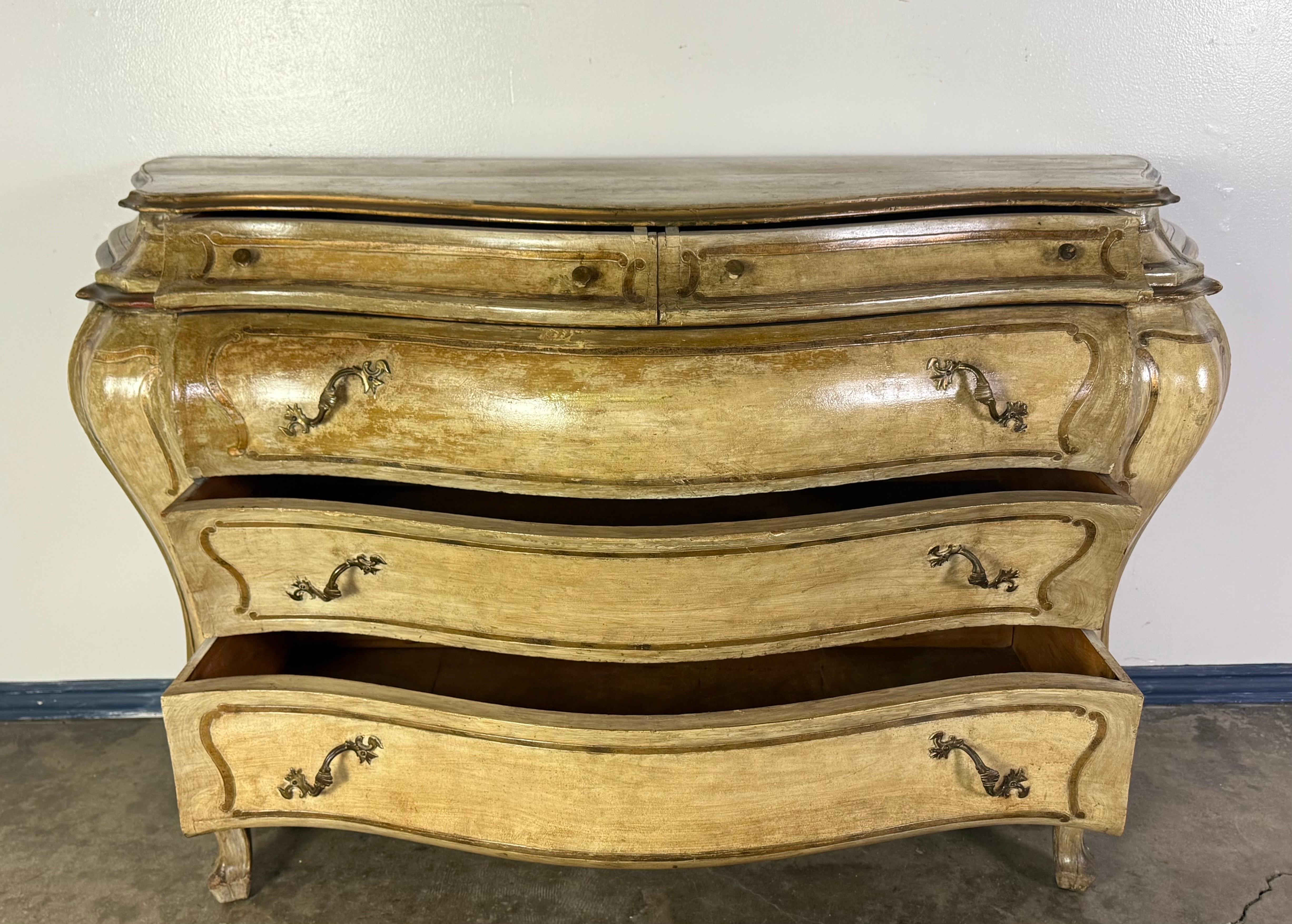 19th Century Style French Louis XV Bombé Commode in Painted Finish For Sale 4