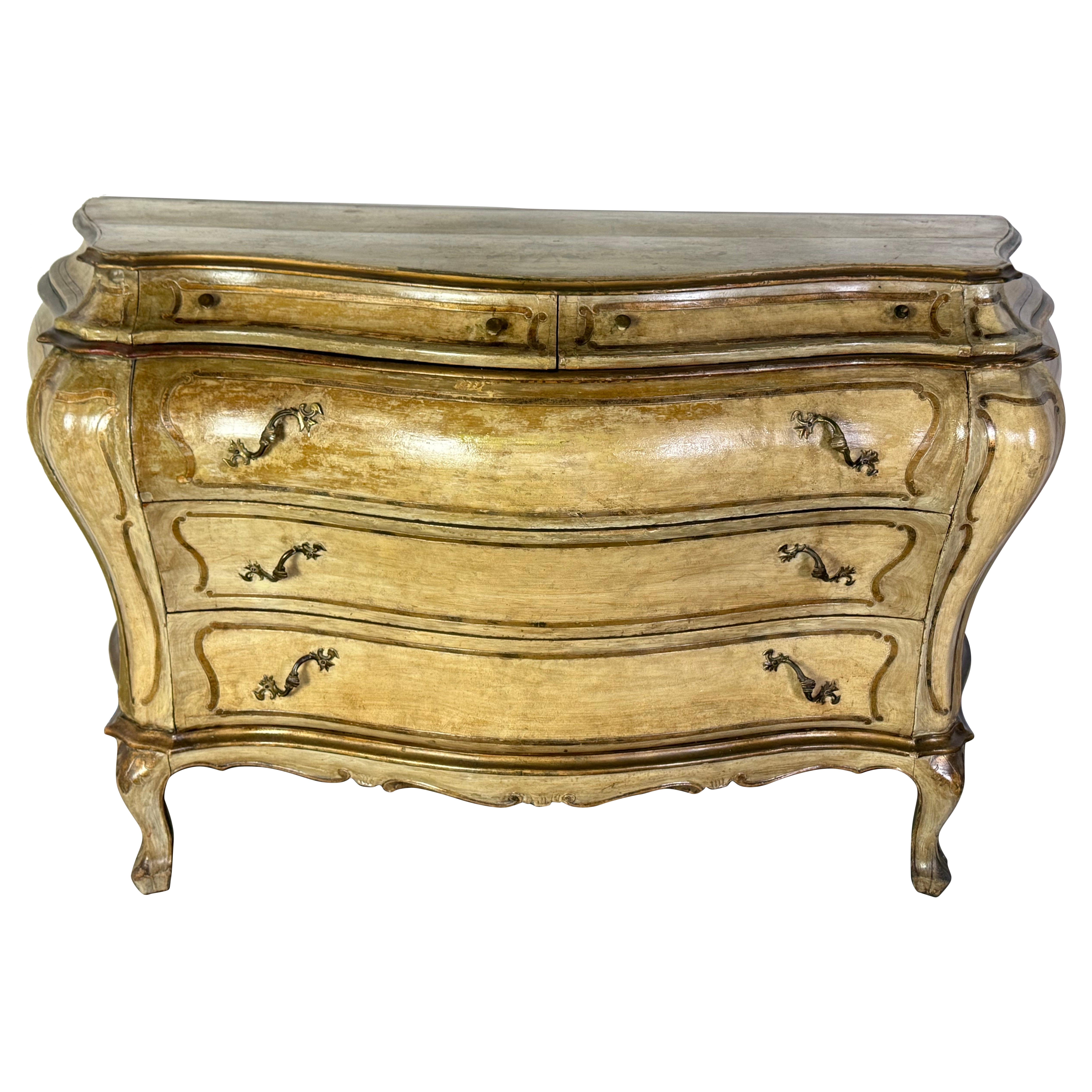 Französische Louis-XV-Bombé-Kommode im Stil des 19. Jahrhunderts in bemalter Ausführung