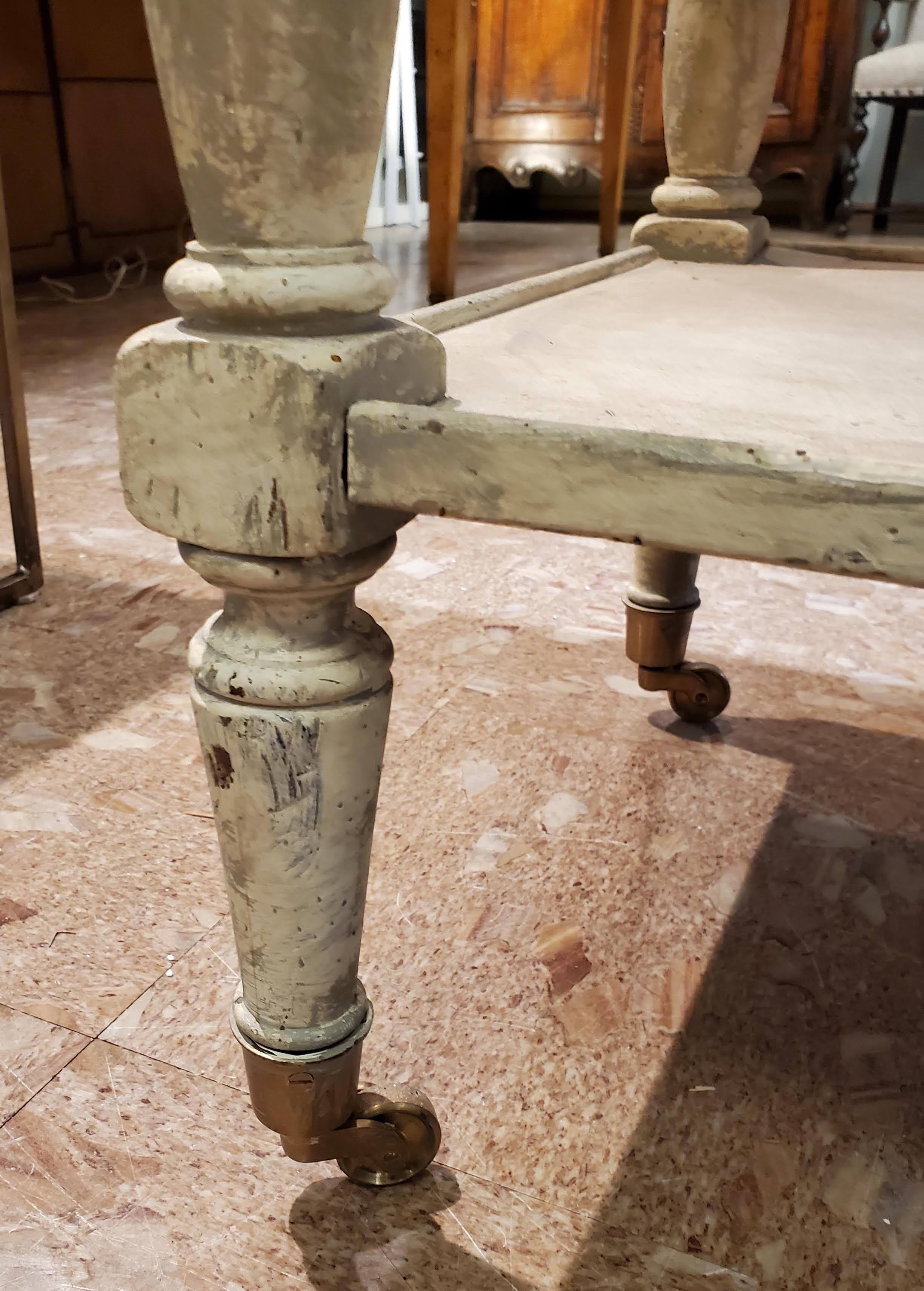 Rustic Painted French Provincial Style Serving Table on Caster Wheels 3