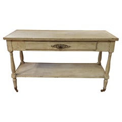 19th Century Style French Provincial Serving Table with Rustic Painted Finish