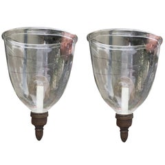 Antique 19th Century Style Handblown Hurricane Sconces