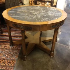 Italian 19th Century Style Center Table – Marble Inset & Brass Details