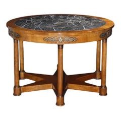 Italian 19th Century Style Center Table – Marble Inset & Brass Details