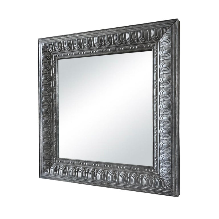 19th Century Style LightGrey French Pair of Zinc Wall Glass Mirrors, Wall Décor For Sale at 1stDibs